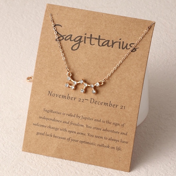 The Secret Pine Jewelry - **SAGITTARIUS* Gold x Rhinestone Constellation Pattern Shape Fashion Necklace